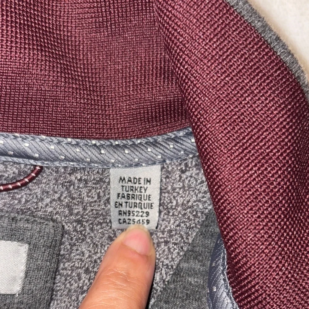 Gently Loved Gray & Burgandy  Zip-Up Sardin Quilted Jacket by Ted Baker London